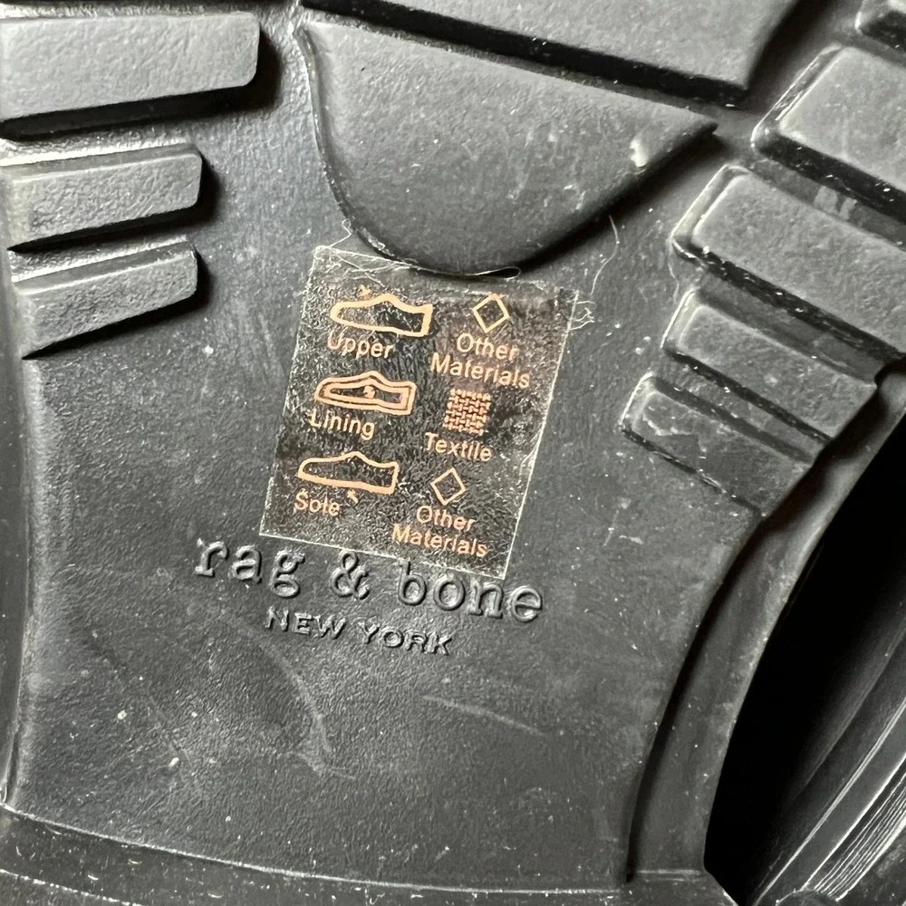 Rag &‎ Bone SHILOH Rain Boots 38 Women's Waterproof Rubber Moto Boots Black Sole